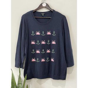Talbots - Navy Crabs and Anchor Sweater